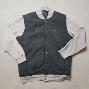 Oakley Street Bomber Jacket Men's XL Black And Gray Snap Up Varsity